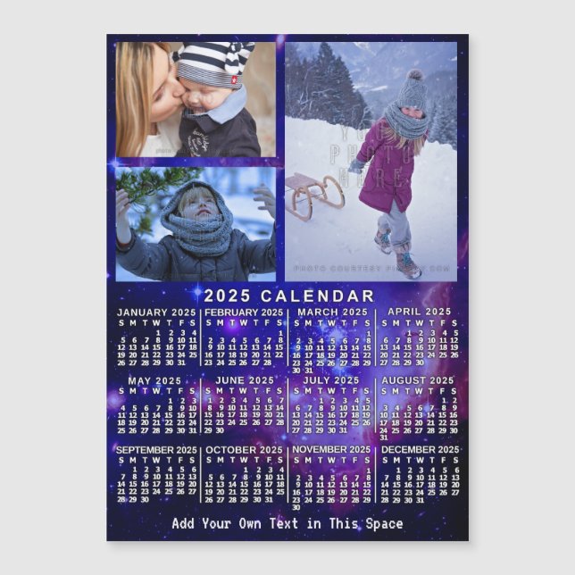 2025 Calendar Space Nebula 3 Custom Photos Magnet (Front)