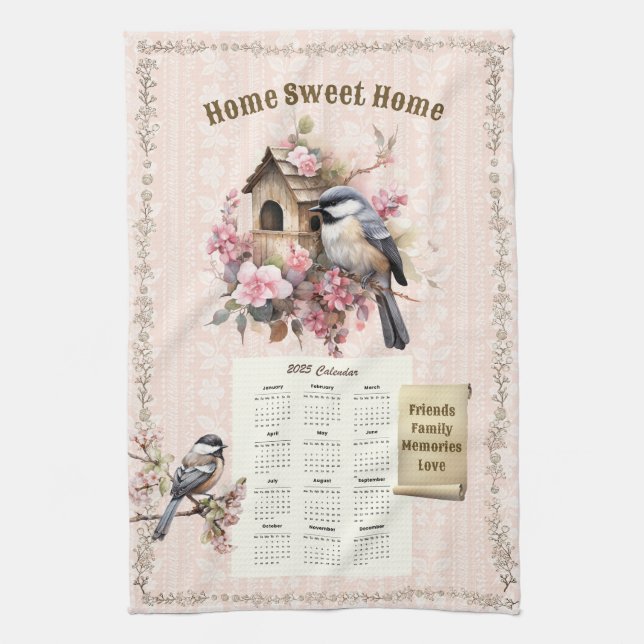 2025 Calendar Towel Chickadees Home Sweet Home   (Vertical)