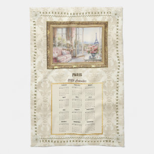 2025 Calendar Towel Paris View Custom Message