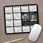 2025 Calendar with 2 Photos and Text - Black White Mouse Mat<br><div class="desc">A 2 photo collage with a calendar and room to add a few lines of text. A fun item for the New Year to use at the office or at home. Add 2 square photos to this design.</div>