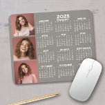 2025 Calendar with 3 Photo Collage - taupe Mouse Mat<br><div class="desc">A 3 photo collage with a 2025 calendar. A fun item for the New Year. Add 3 square photos to this design.</div>