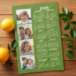 2025 Calendar with 4 Photo Collage Tea Towel<br><div class="desc">A 4 photo collage with a 2025 calendar. A fun item for the New Year. Add 4 square photos to this design. With a little bit of work,  you can change the background colour and the calendar colour when you click on the customise option and choose different colours.</div>