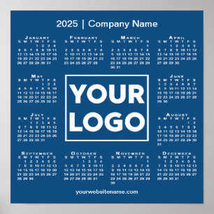 2025 Calendar with Company Logo and Name Blue Poster