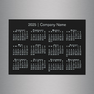 2025 Calendar with Company Name Black Magnet
