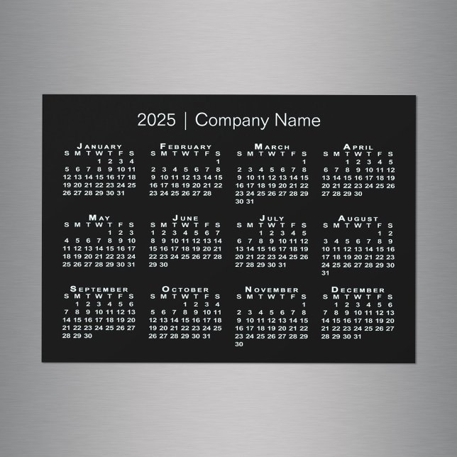 2025 Calendar with Company Name Black Magnet (2025 Calendar with Company Name Black Magnet in situ)