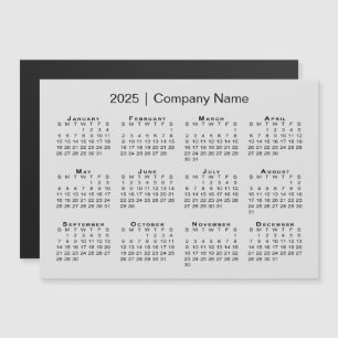 2025 Calendar with Company Name Grey Magnet