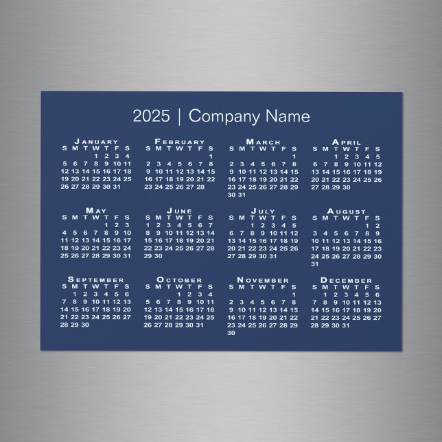 2025 Calendar with Company Name Navy Blue Magnet (2025 Calendar with Company Name Navy Blue Magnet, in situ)