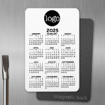 2025 Calendar with Logo Basic Black White Minimal Magnet<br><div class="desc">A very useful item for school or home office. A standard look for your home office or school locker. This shows a full year view of all dates.</div>