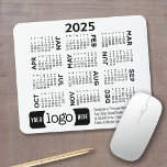 2025 Calendar with logo, Contact Information White Mouse Mat<br><div class="desc">Add a logo with a 2025 calendar and room to add a few lines of text. The calendar is above your business branding. ---------You can change colours in the advanced design area------- A fun item for the New Year to use as a company giveaway. You can change colours in the...</div>