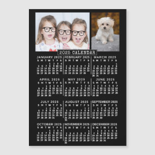 2025 Calendar Year Black   Custom 2 Photo Magnet