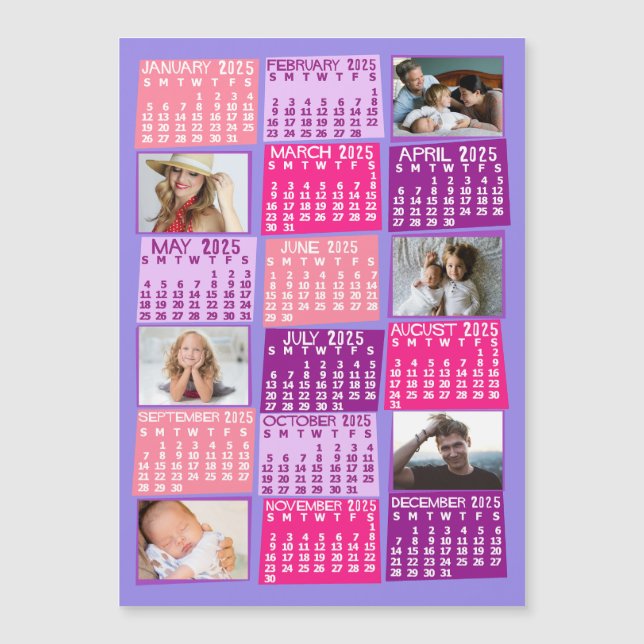 2025 Calendar Year Cute Mod Photo Collage Magnet (Front)