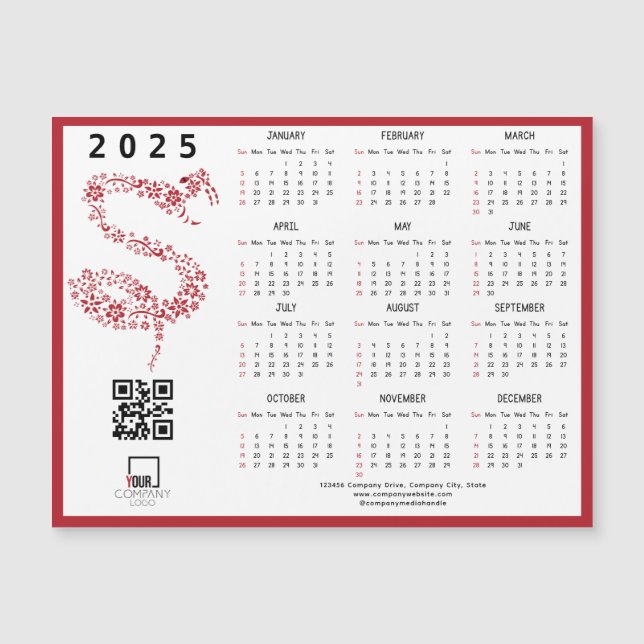 2025 Calendar Year of the Snake Logo QR Code Promo (Front)