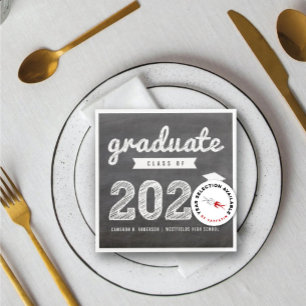 2025 Chalkboard Bold Sketch Graduation Party Paper Napkin
