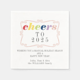 2025 Cheers Modern Retro Holiday Happy New Year Napkin