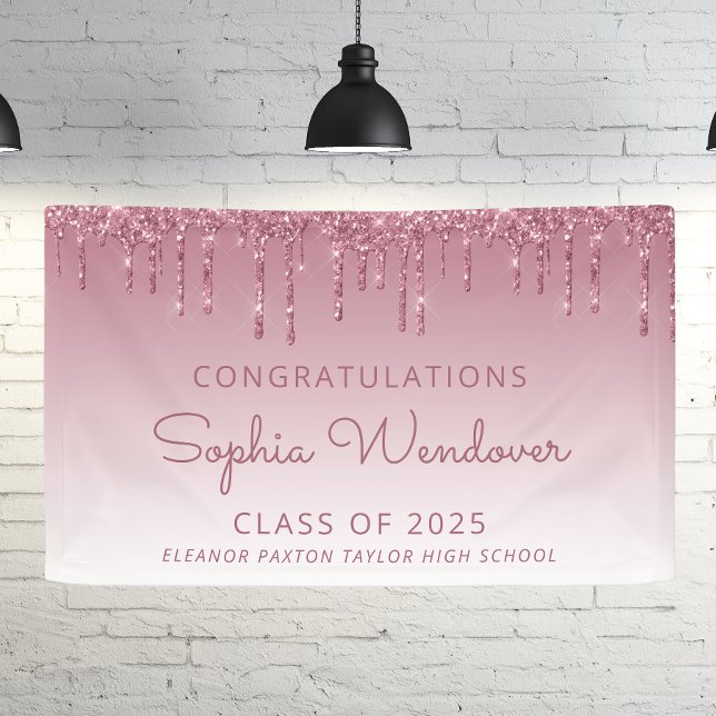 2025 Chic Burgundy Glitter Drip Graduation Banner (Creator Uploaded)