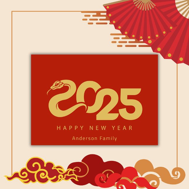 2025 Chinese New Year Of The Snake Modern  Holiday Card (Creator Uploaded)