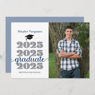 2025 Christian Blue Graduation Photo Announcement
