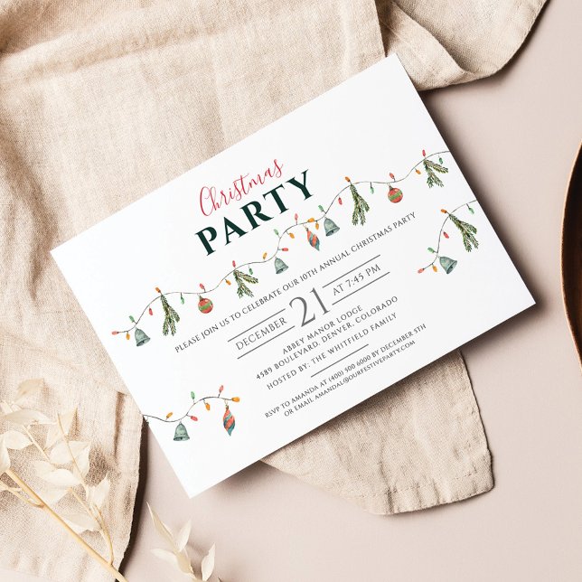2025 Christmas Holiday Party Modern Rustic Invitation Postcard (Christmas Party Boho Rustic Invitation)