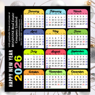 2025 Colour Calendar Modern Black Corporate Magnet