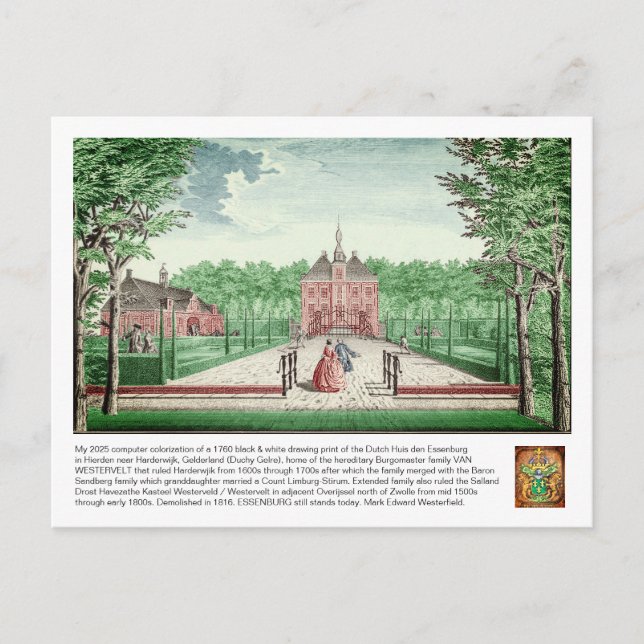 2025 colourization 1760 Print Kasteel De Essenburg Postcard (Front)