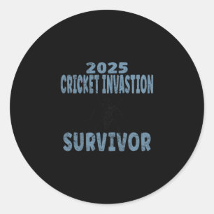 2025 Cricket Invasion Survivor Black Field Cricket Classic Round Sticker