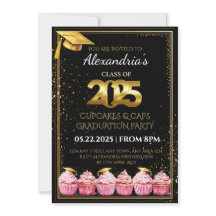 2025 Cupcakes & Caps Graduation Invitation