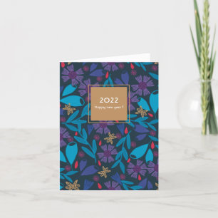 2025 custom happy new year elegant floral  thank you card