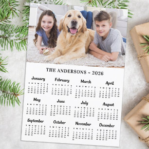 2025 Custom Photo Family Name 12 Month Calendar Holiday Card