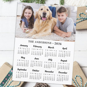 2025 Custom Photo & Family Name 12 Month Calendar Holiday Postcard