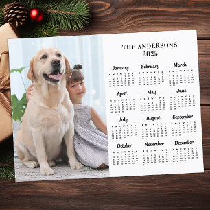 2025 Custom Photo Pet Dog Kids 12 Month Calendar Holiday Postcard