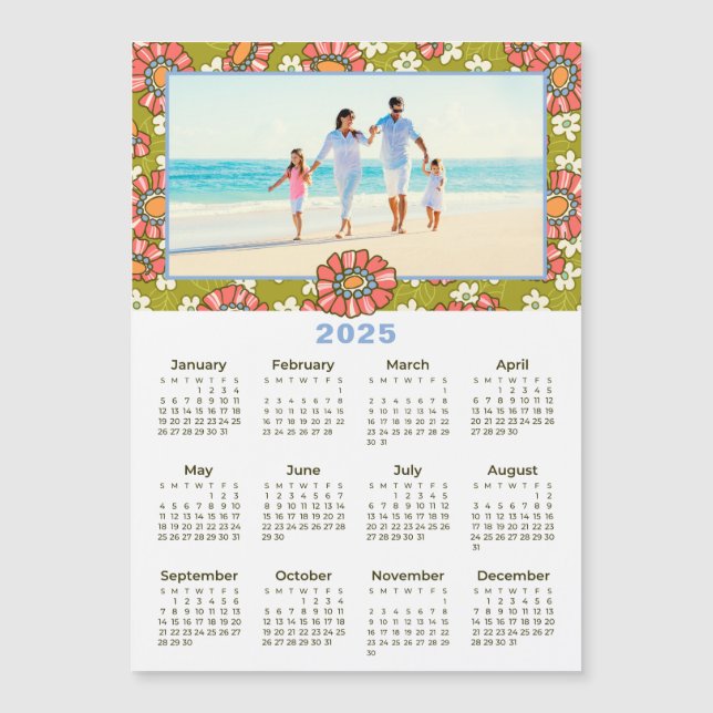 2025 Custom Photo Retro Floral Calendar (Front)