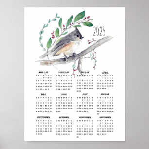 2025 Cute Tufted Titmouse Poster Calendar