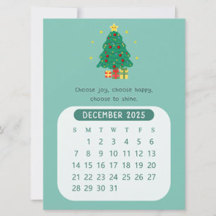 2025 December Kawaii Monthly Motivational Calendar Invitation