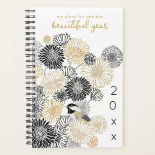 2025 Elegant Floral and Chickadee Monthly Planner