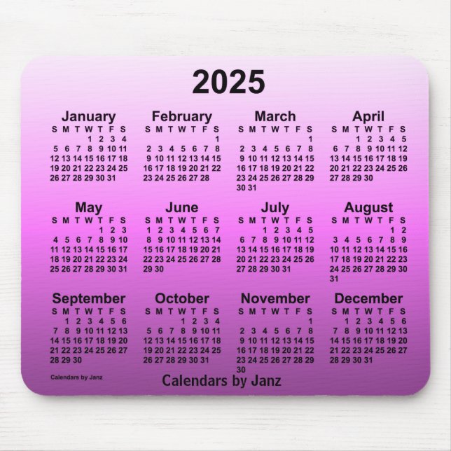 2025 Faded Hot Pink Calendar by Janz Mouse Mat (Front)