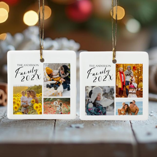 2025 Family Custom Photo Collage  Ceramic Ornament (Creator Uploaded)