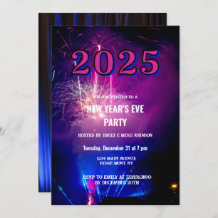 2025 Fireworks Celebration for New Year Eve Party Invitation