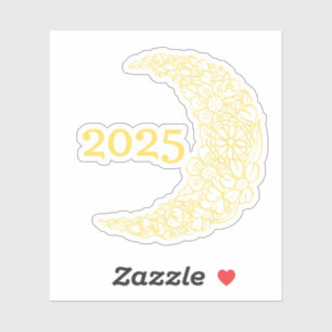 2025 Floral Moon Vinyl Sticker - Perfect for Lapto