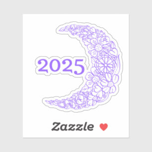 2025 Floral Moon Vinyl Sticker - Perfect for Lapto