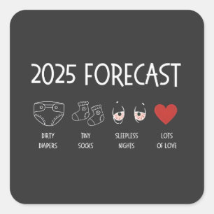 2025 Forecast Mum To Be New Year  Square Sticker