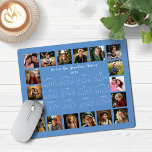 2025 French Blue Multiple Photo Collage Calendar Mouse Mat<br><div class="desc">🌟2025 Cornflower French Blue Multiple Photo Collage Calendar Mouse Pad featuring a simple, minimalist year-at-a-glance calendar and 18 of your favourite photos. All the colours are all customisable. Makes a great gift for grandparents, parents, aunts, uncles, godparents, and more! Please contact us at cedarandstring@gmail.com if you need assistance with the...</div>