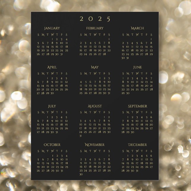 2025 Full Year Black Gold Yearly Calendar Magnet (2025 Full Year Black Gold Yearly Calendar Magnet)