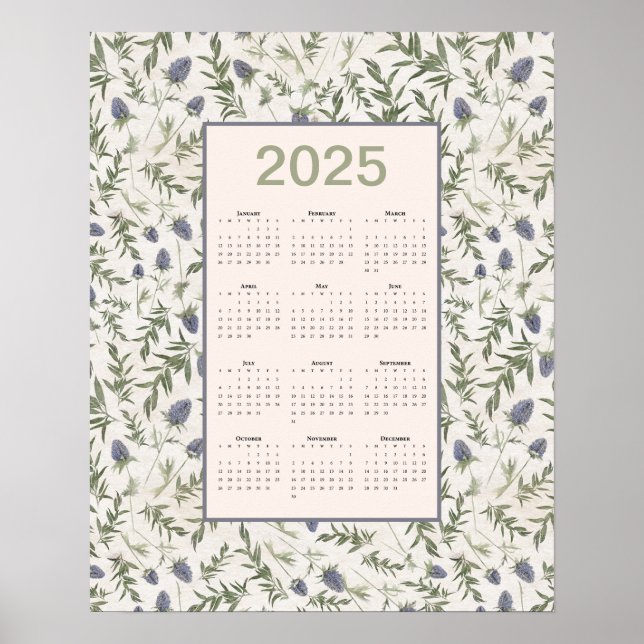 2025 Full Year Calendar Thistle Poster (Front)