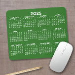 2025 Full Year View Calendar - horizontal - Green Mouse Mat<br><div class="desc">Green and White - A minimal, basic 12 month calendar with a solid color background. A standard look for your home office or school locker. The fonts are simple to read, and the colors can be changed. -------- If you open the customize area, it will take to you to an...</div>