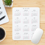 2025 Full Year Yearly Calendar Elegant Home Office Mouse Mat<br><div class="desc">Custom,  elegant script typography,  simple plain black and white,  yearly 2025 full year calendar,  dust and stain resistant mousepad with non-slip back,  for home and office. Makes a great custom gift for friends,  family,  peers,  co-workers,  for holidays,  christmas,  new years.</div>