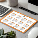 2025 Full Year Yearly Calendar Wavy Orange Mouse Mat<br><div class="desc">Orange, black, and white—a minimal, basic 12-month 2025 Calendar Mousepad featuring a clean white background, a stylish Orange wavy border, and sleek black accents. This design offers a modern look perfect for your home office, a thoughtful yet simple gift for a coworker, or a functional addition to a school locker....</div>