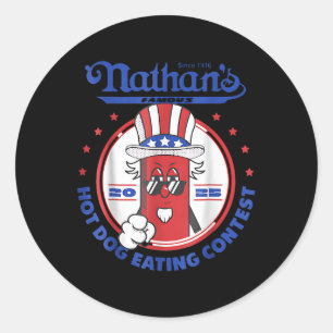 2025 Funny Nathans Famous 2025 Hot Dog Eating Cont Classic Round Sticker