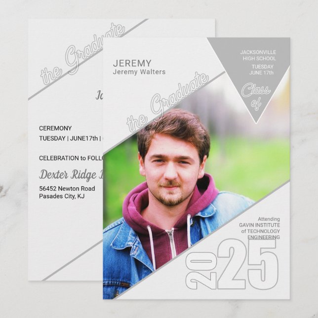 2025 Geometric Shapes Photo Graduation Invitation (Front/Back)