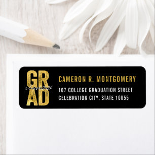 2025 Gold Bold GRAD Typography Graduation Address