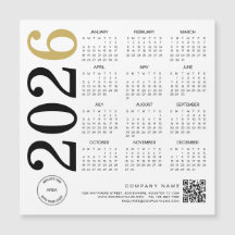 2025 Gold White Calendar Logo QR Code Business